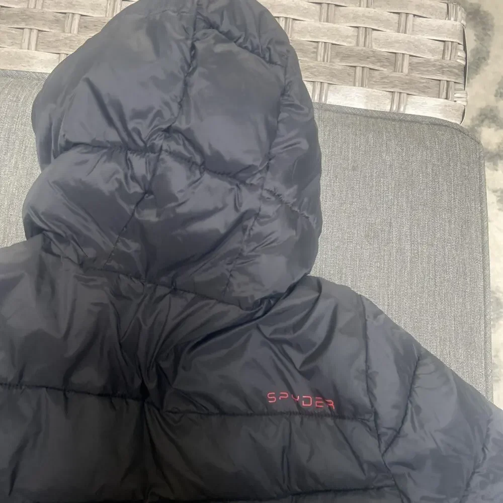 Spyder Puffer zip Jacket Boys xs 5/6 Black Red Kids Children's Ski winter Coat